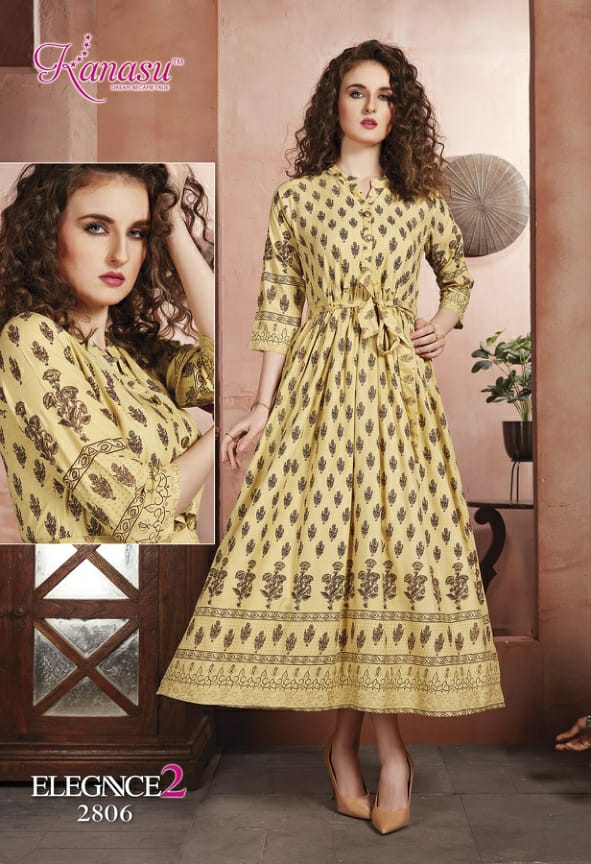 Kanasu Elegance 2 Heavy Rayon Gold Printed Designer Stylish Kurti Collection